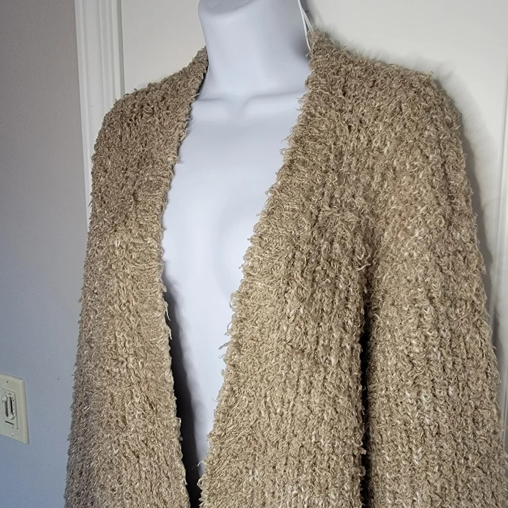 Kensie Soft Fuzzy Tan Open Front Cardigan Sweater… - image 2